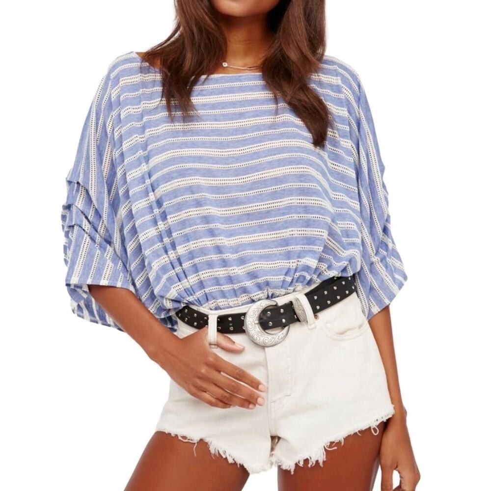 Free People Azalea Top in Blue/White Stripe / sz M
